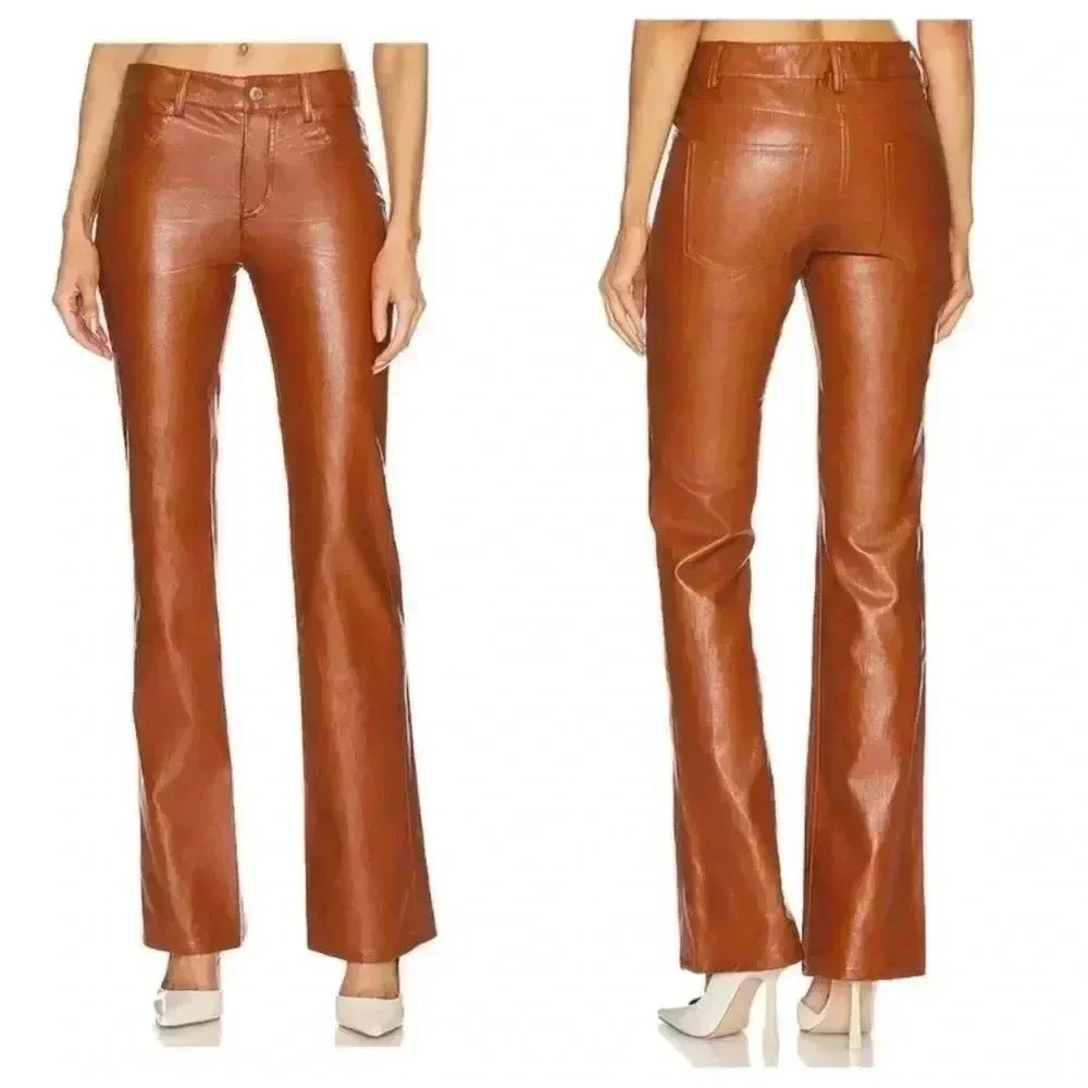 NWT A.L.C. Faux Leather Straight Leg Jeans Pants size 2